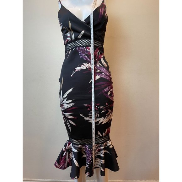 Boohoo Womens Bodycon Fishtail Dress Backless Adjustable Strap Black Purple SZ 4 - Picture 3 of 8